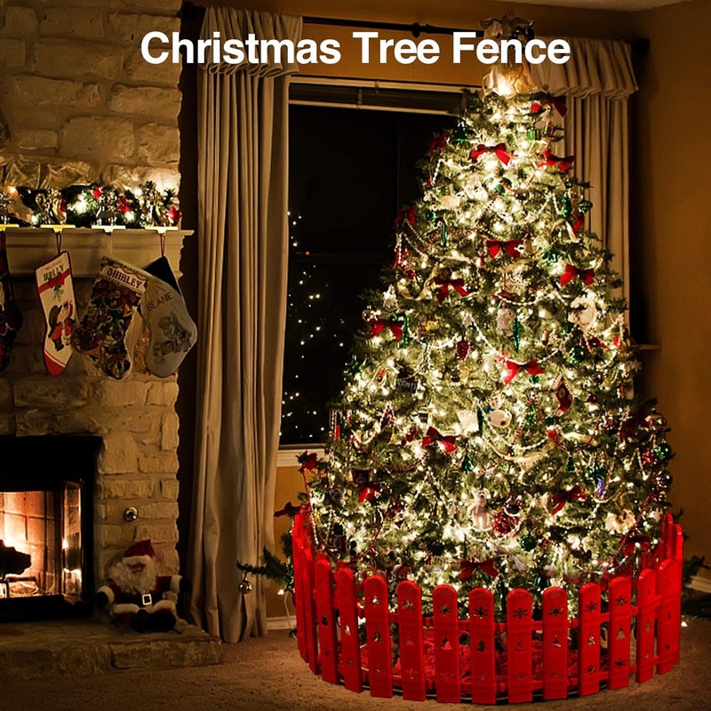 Oliynedy Christmas Tree Fence Protector for Kids, Dogs, Pets - 24 Pack Indoor Plastic Red Picket Fence Decoration - Image 4